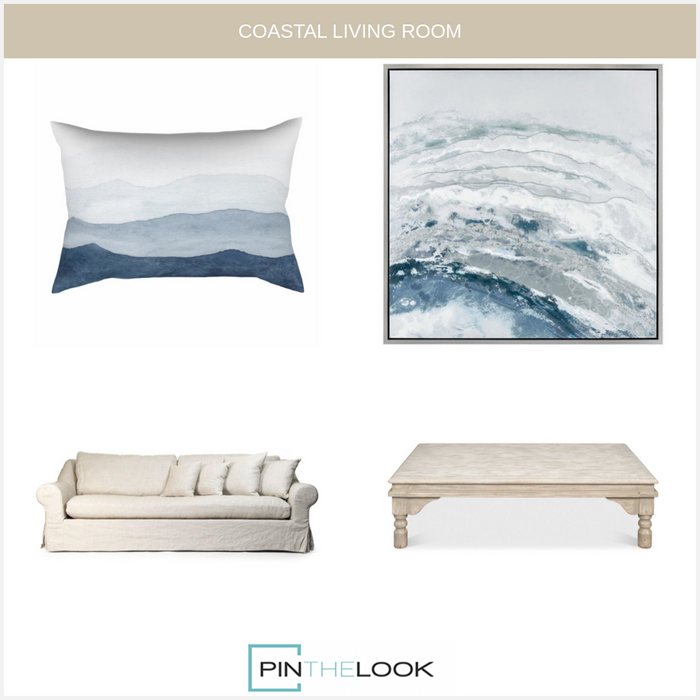 Blue Abstract Crashing Waves Wall Art
