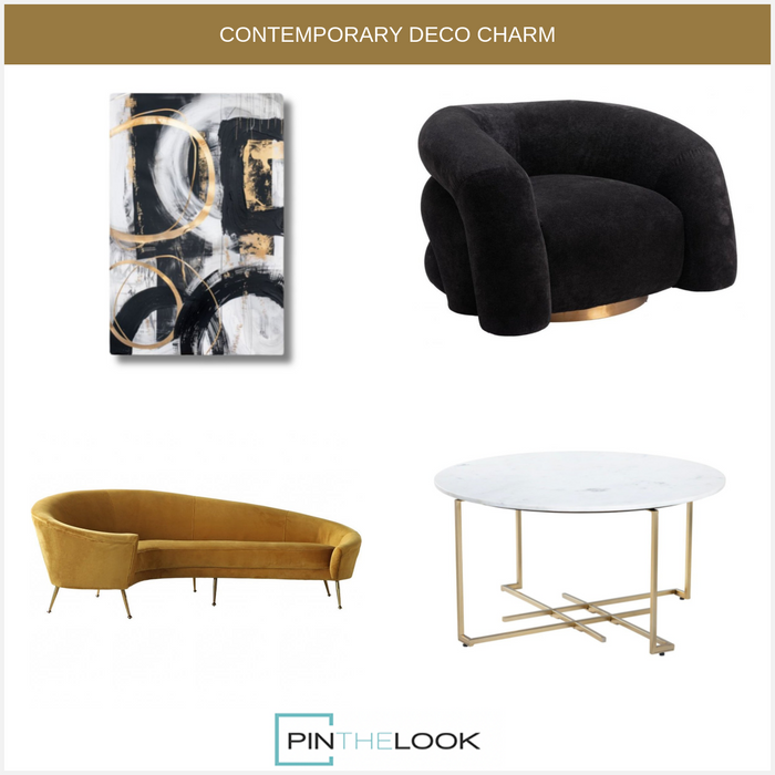 White-Gold Round Coffee Table