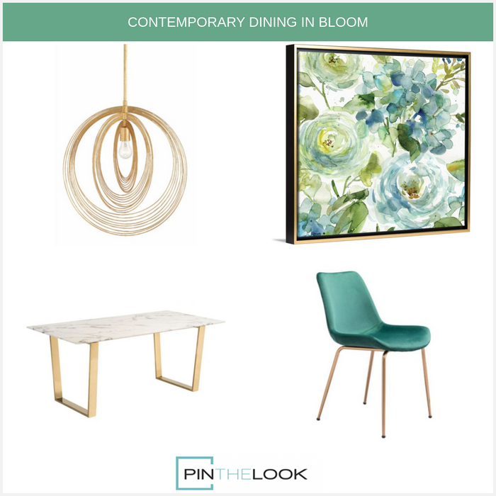 Rectangular White & Gold Dining Table