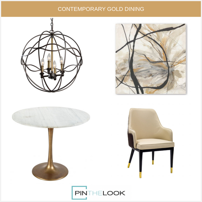 Round Marble White & Gold Dining Table