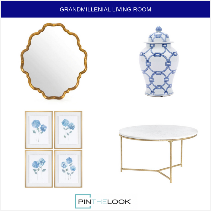 4-Set Blue Florals Wall Art