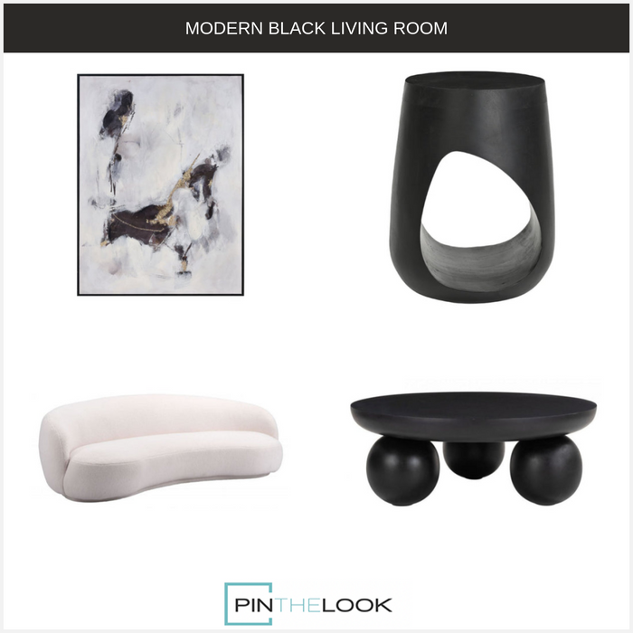 Round Wooden Black Coffee Table