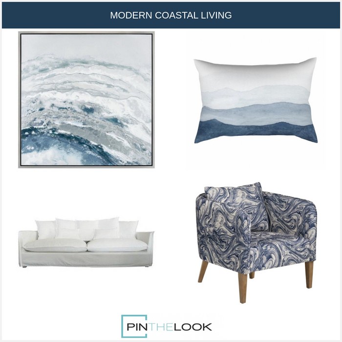 Blue Abstract Crashing Waves Wall Art