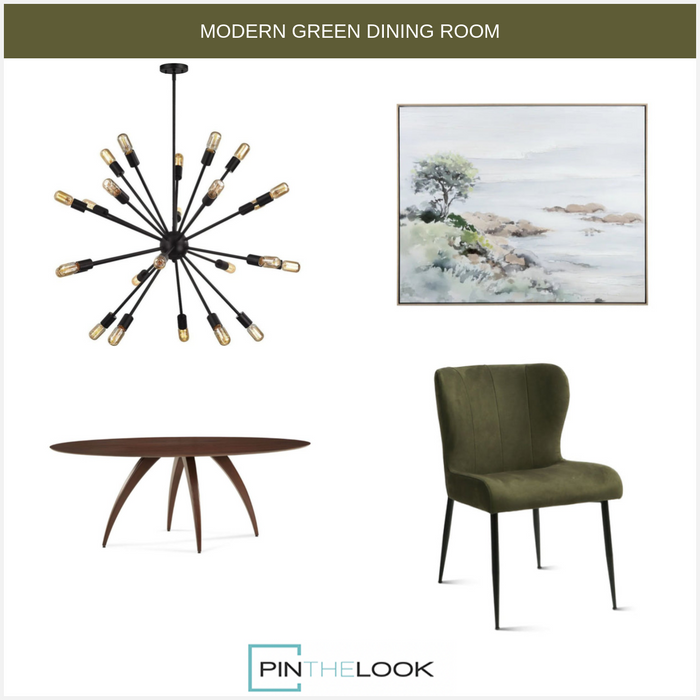 Chic Green Suede Dining Chair