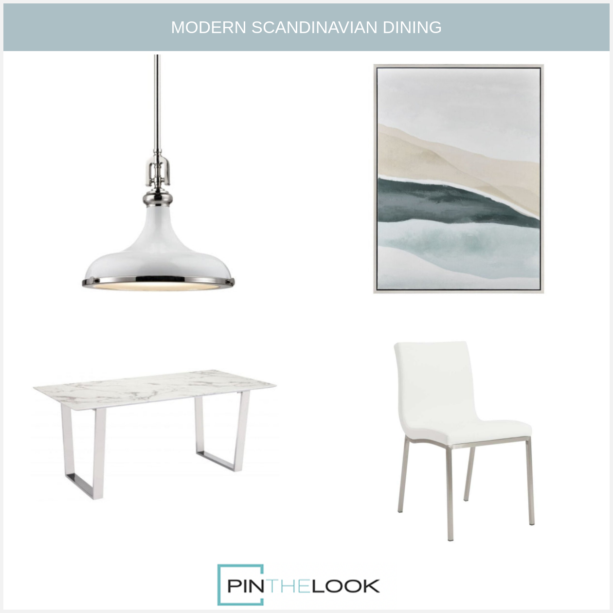 Rectangular White & Silver Dining Table