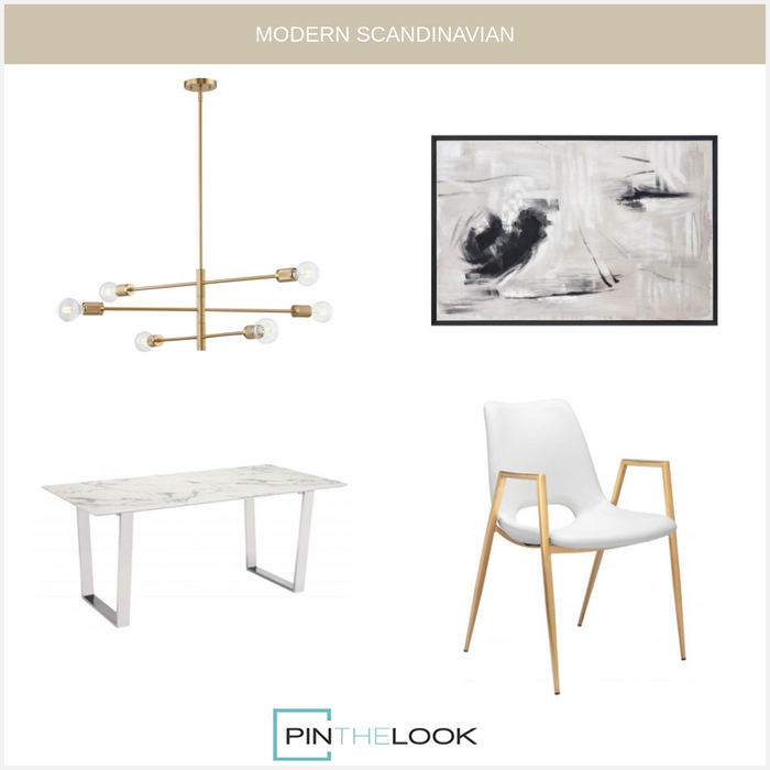 White Faux Leather and Gold Dining Chair