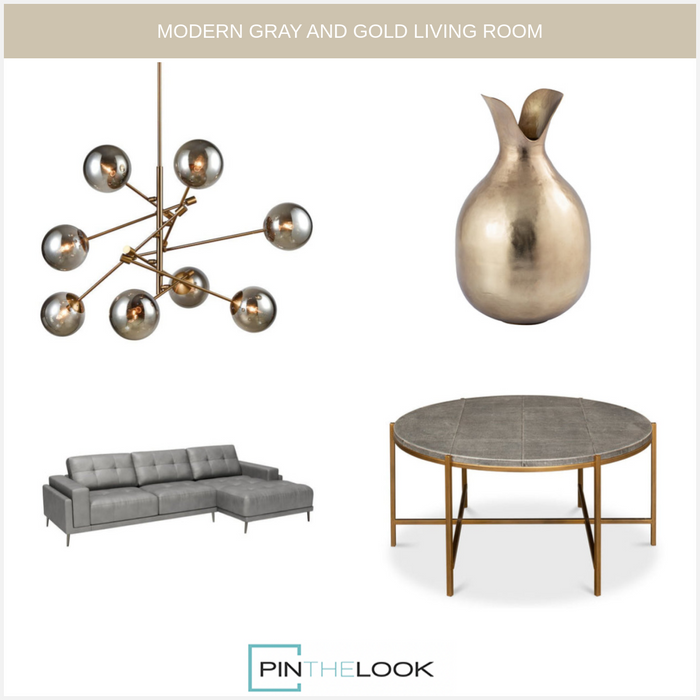 Gray Bovine Leather Chaise Sectional