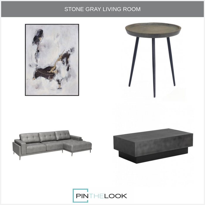 Gray Bovine Leather Chaise Sectional