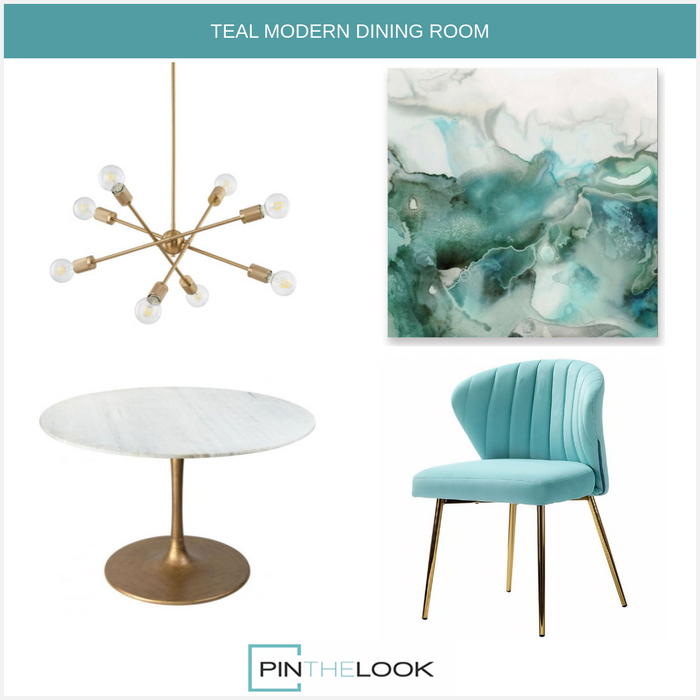 Round White Marble & Gold Dining Table