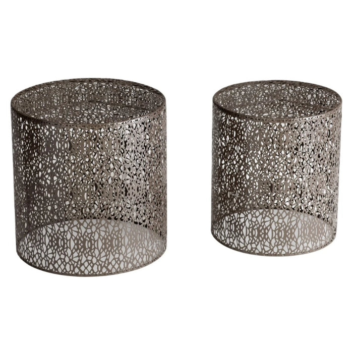 Iron Cutout Design Accent Tables - Set of 2