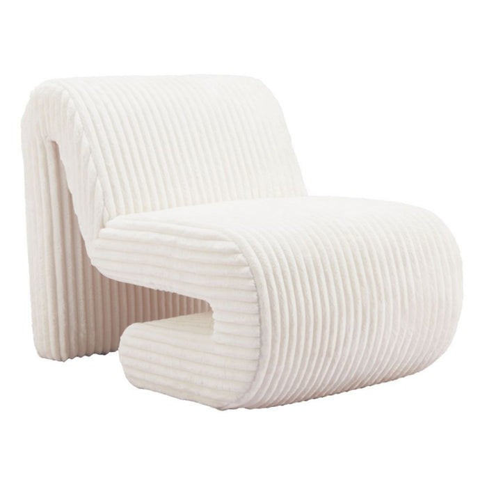 White Bending Curved Accent Chair