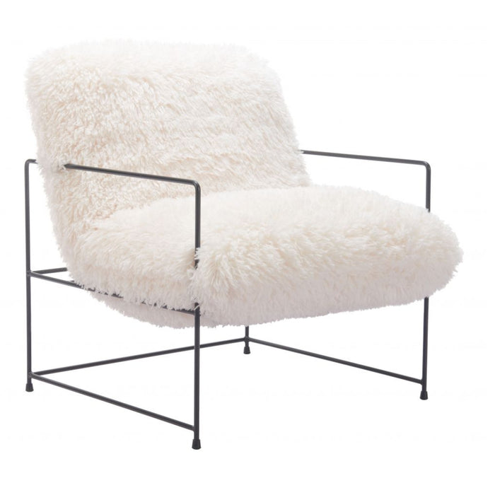 Very White Sherpa Accent Chair