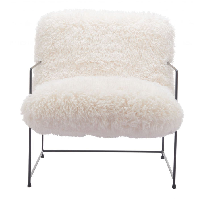 Very White Sherpa Accent Chair