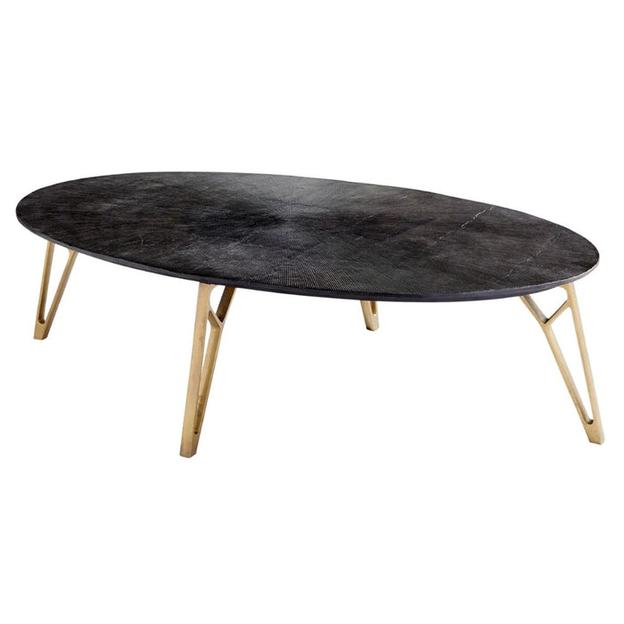 Oval Black Brass Leg Coffee Table