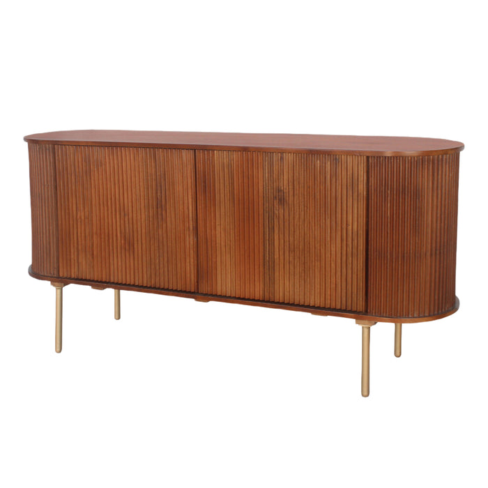 Brown Oblong Striped Sideboard