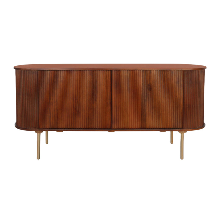 Brown Oblong Striped Sideboard