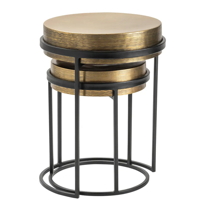 Round Brushed Brass Accent Tables