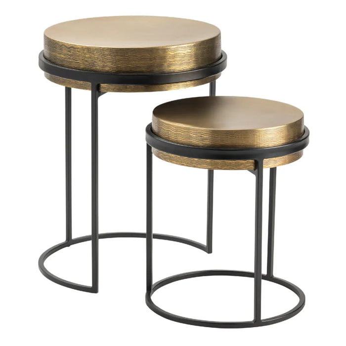 Round Brushed Brass Accent Tables