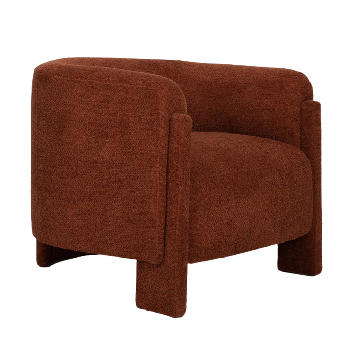 Upholstered Roundback Rust Accent Chair