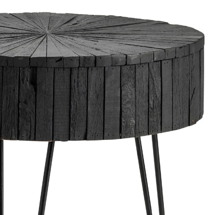 Rustic Round Black Accent Table