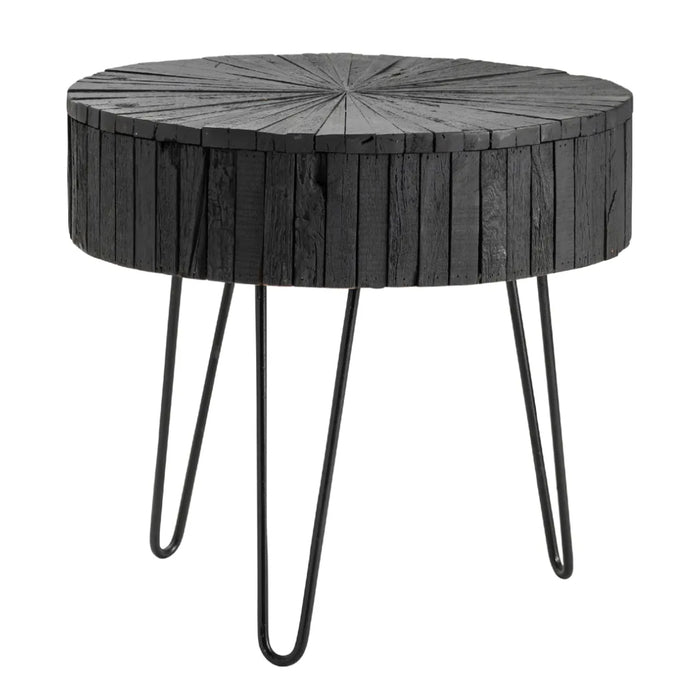 Rustic Round Black Accent Table