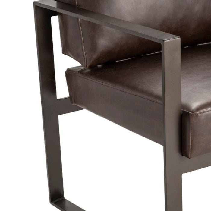 Classic Leather Upholstery Brown Accent Chair