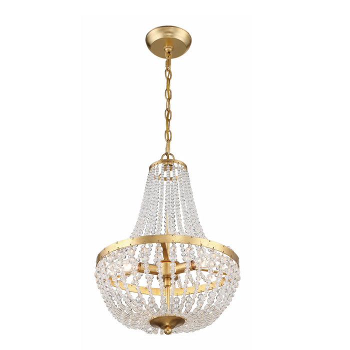 3-Light Antique Gold Accent Crystal Chandelier