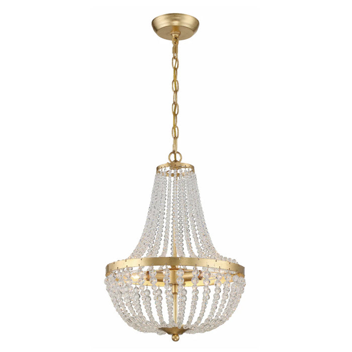 3-Light Antique Gold Accent Crystal Chandelier