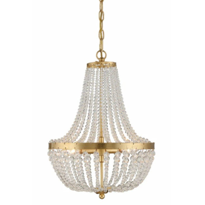 3-Light Antique Gold Accent Crystal Chandelier