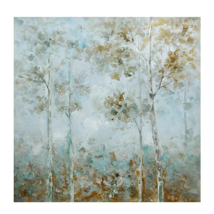 Light Blue Mist Forest Art Work