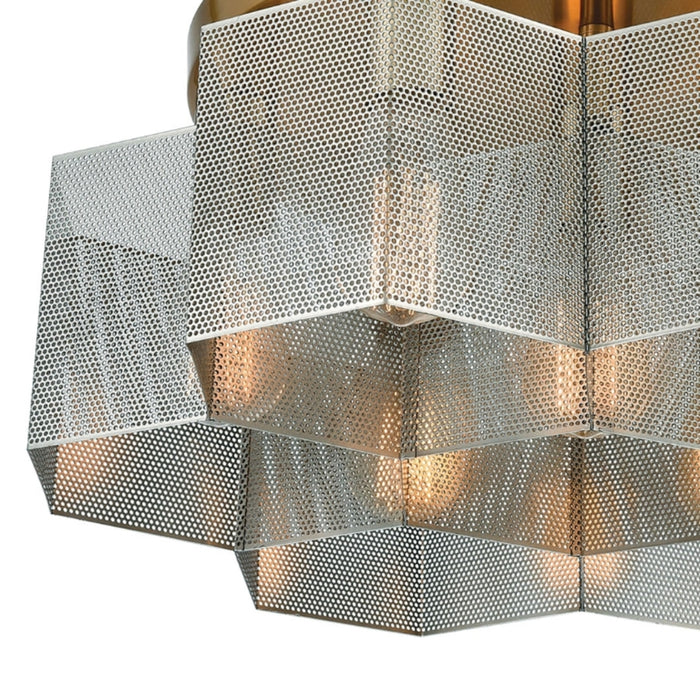 Satin Brass Hexagonal Flush Mount Ceiling Light