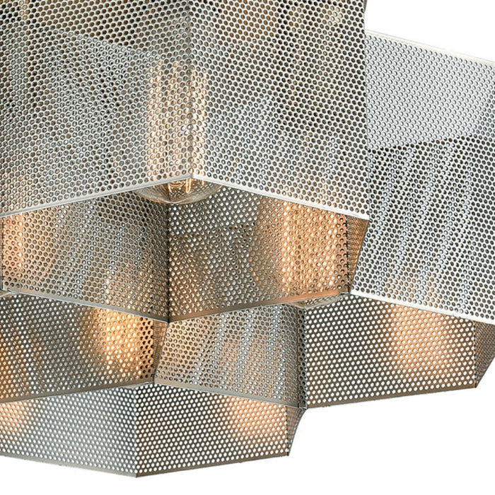 Satin Brass Hexagonal Flush Mount Ceiling Light