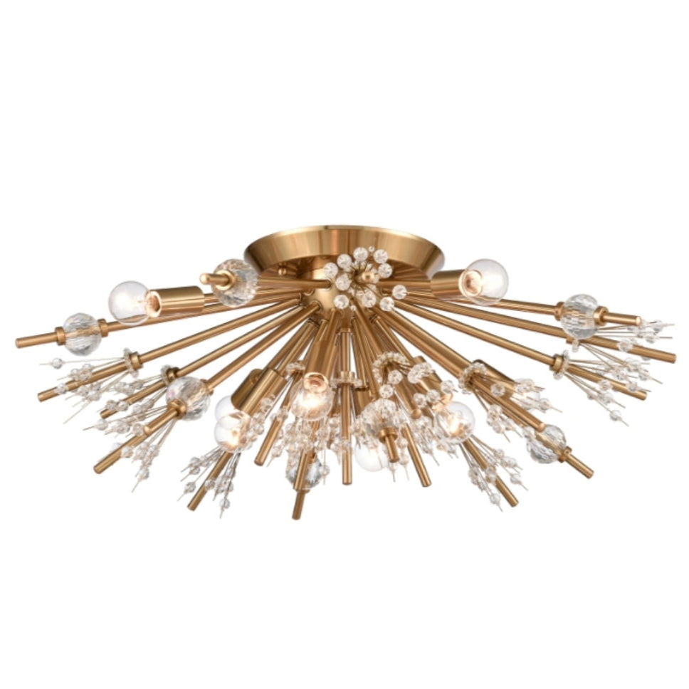 Satin Brass Starburst Flush Mount Ceiling Light