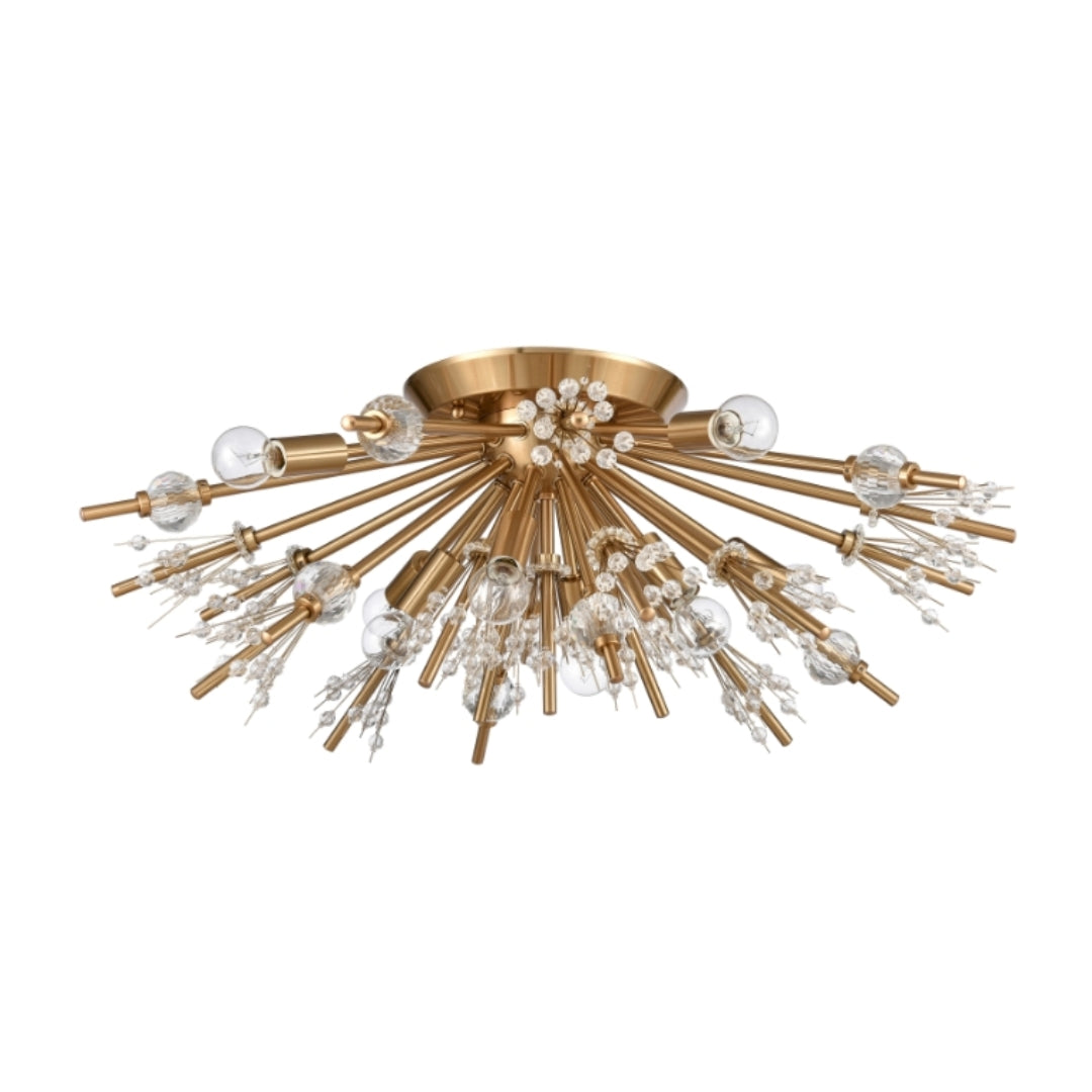 Satin Brass Starburst Flush Mount Ceiling Light