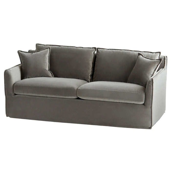 Plush Grey Velvet Sofa