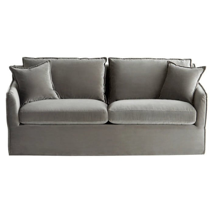 Plush Grey Velvet Sofa