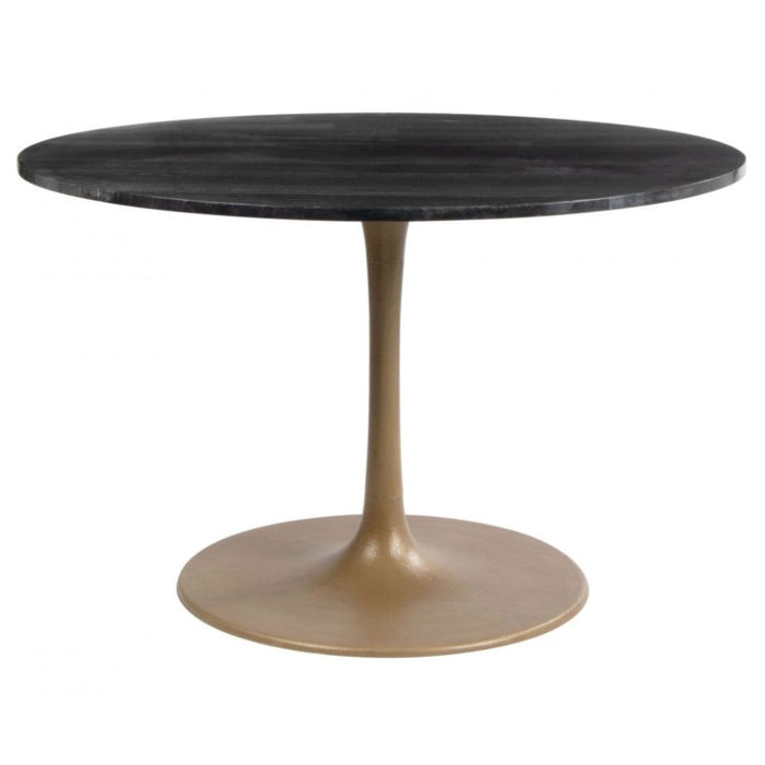 Round Marble Black & Gold Dining Table