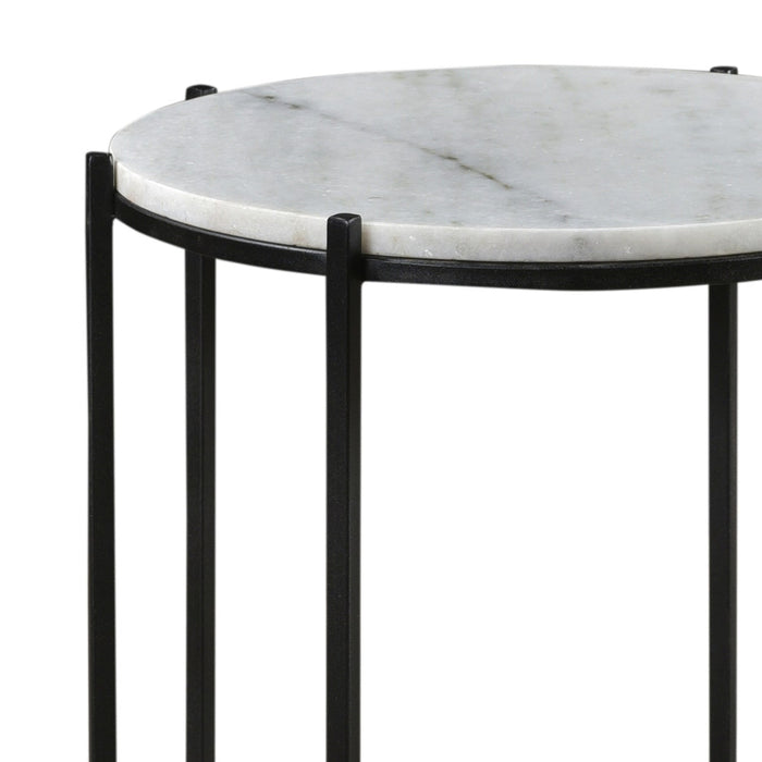 Marble Top Black Accent Table