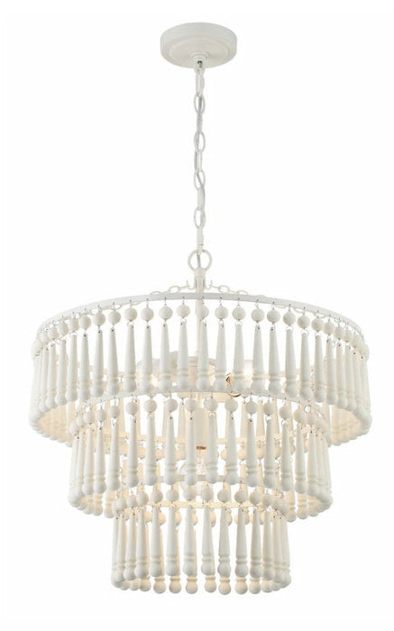 Tiered White Beaded Chandelier