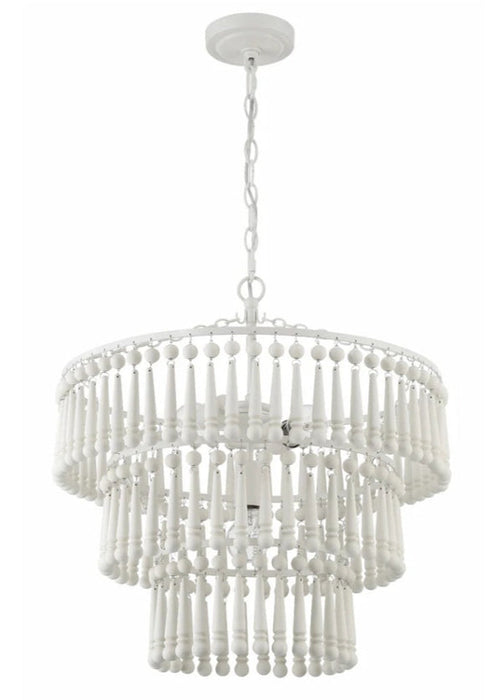 Tiered White Beaded Chandelier