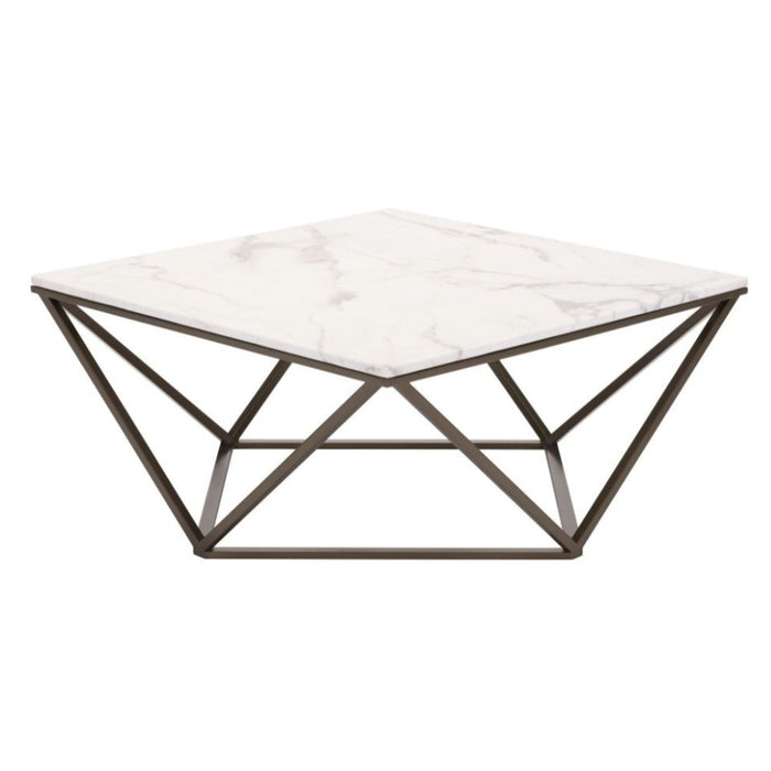 Geometric White & Antique Bronze Coffee Table