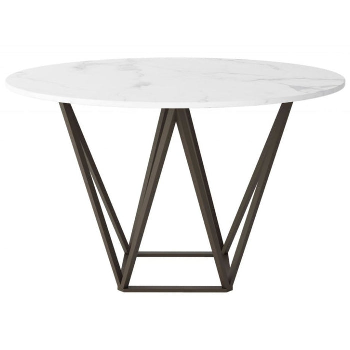 Geometric White & Antique Bronze Dining Table