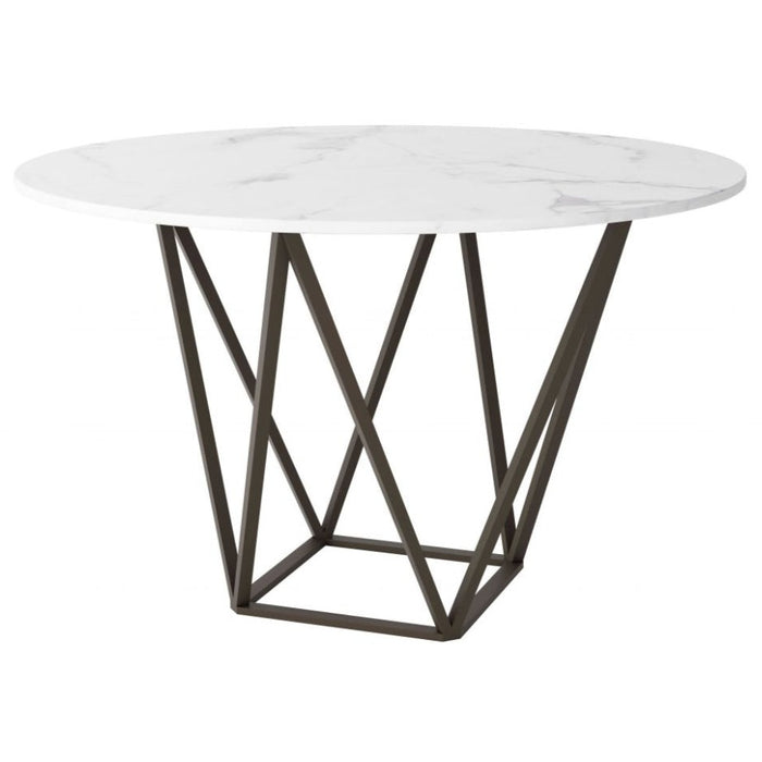 Geometric White & Antique Bronze Dining Table