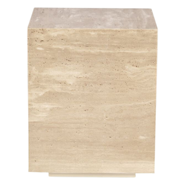 Travertine Stone Drum Accent Table