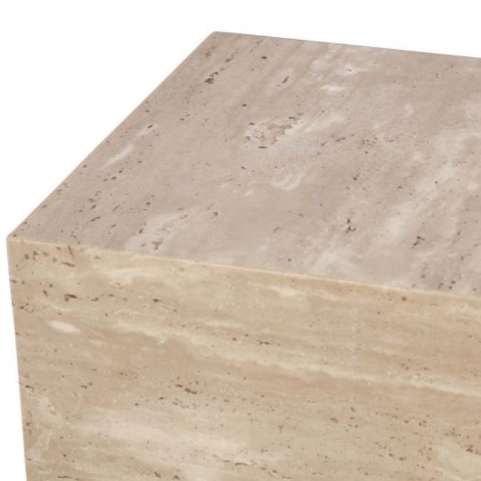 Travertine Stone Drum Accent Table