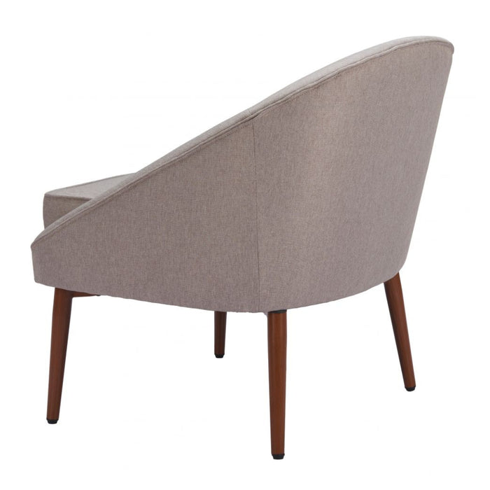 Tufted Beige Walnut Accent Chair