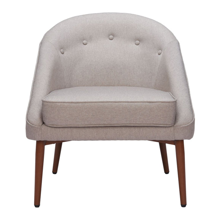 Tufted Beige Walnut Accent Chair