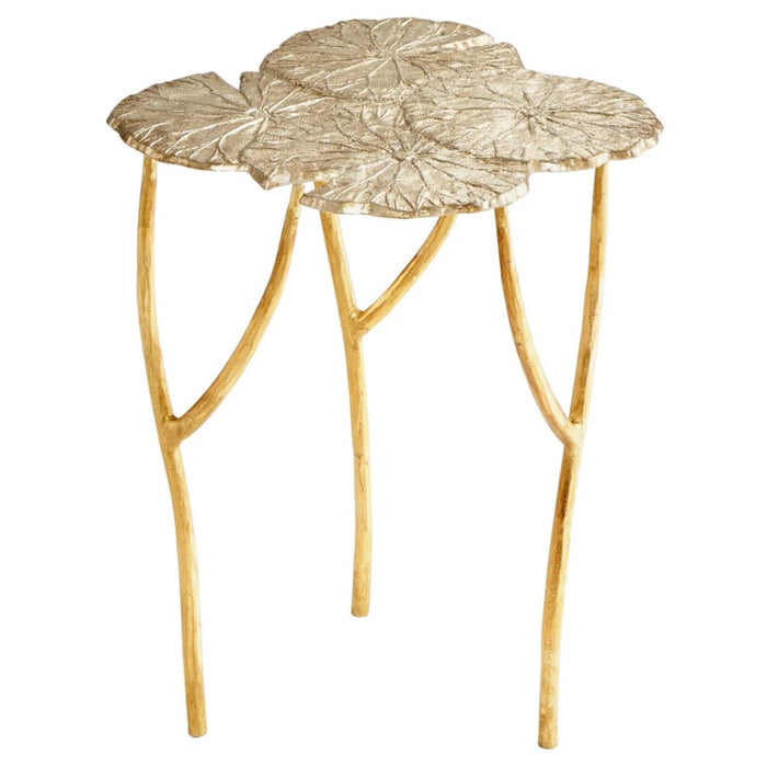 Silvery Gold Leaf Accent Table