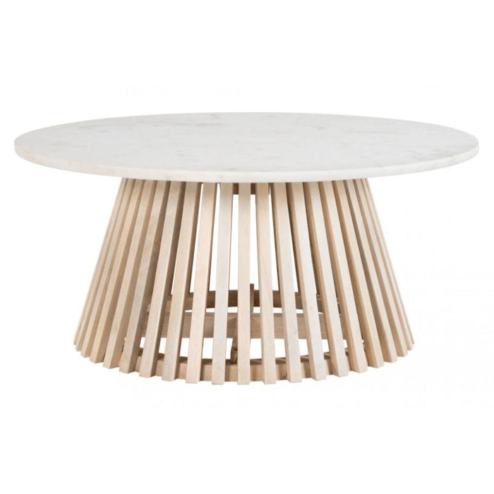 Round White & Natural Coffee Table