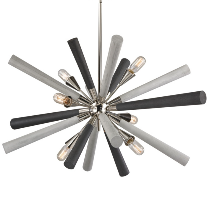 6-Light Gray Spindles Chandelier